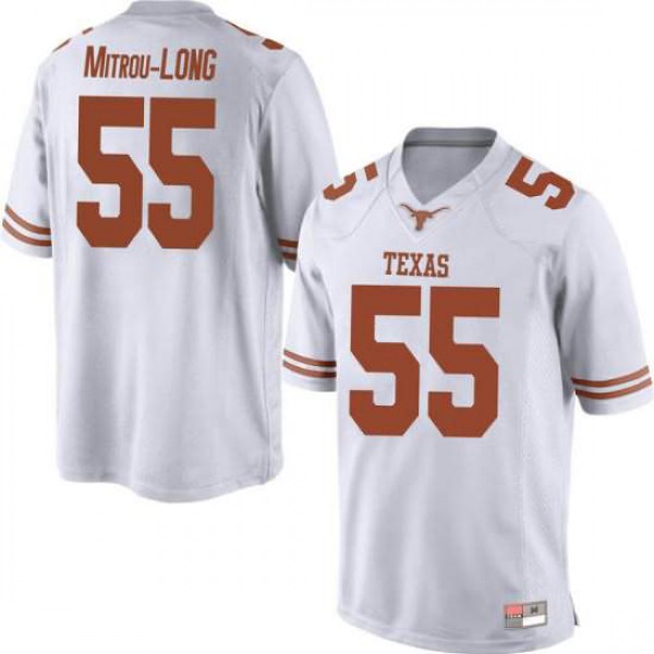 Mens University of Texas #55 Elijah Mitrou-Long Game Football Jersey White